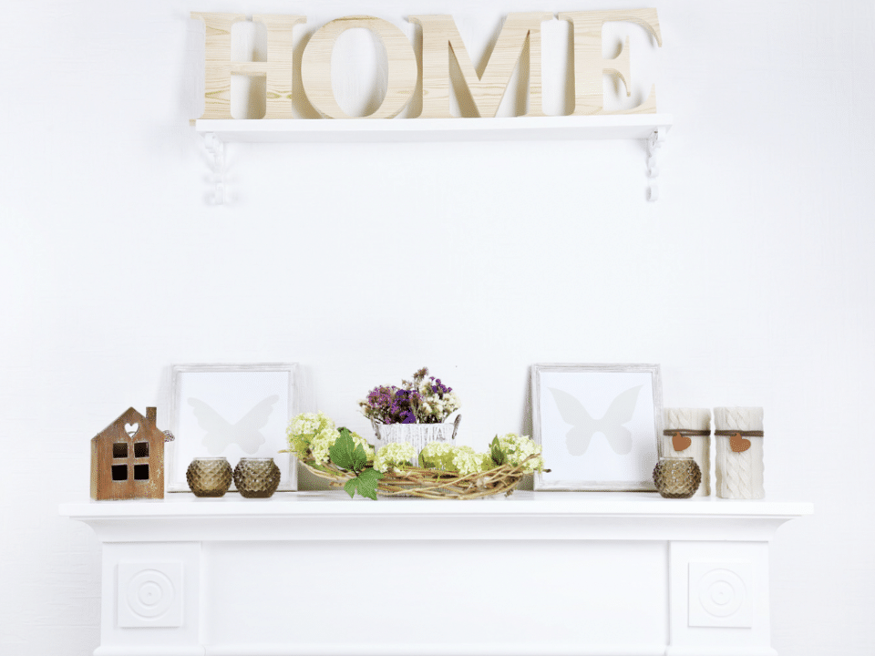 spring decor decorated white mantle